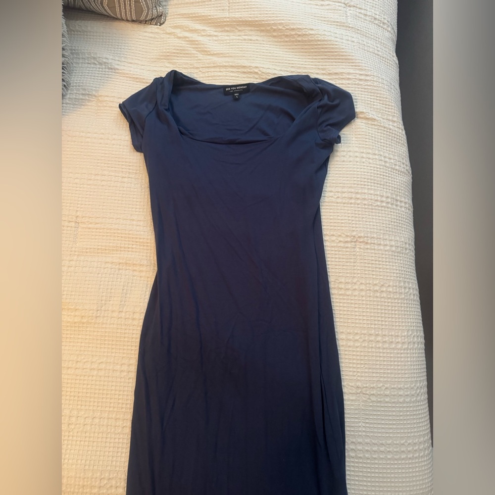 See You Monday Navy Tight Maxi Dress